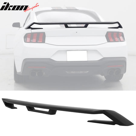 IKON MOTORSPORTS, Trunk Spoiler Compatible with 2024-2026 Ford Mustang, OE GT Performance Style ABS Plastic Rear Trunk Lid Spoiler Wing Lip