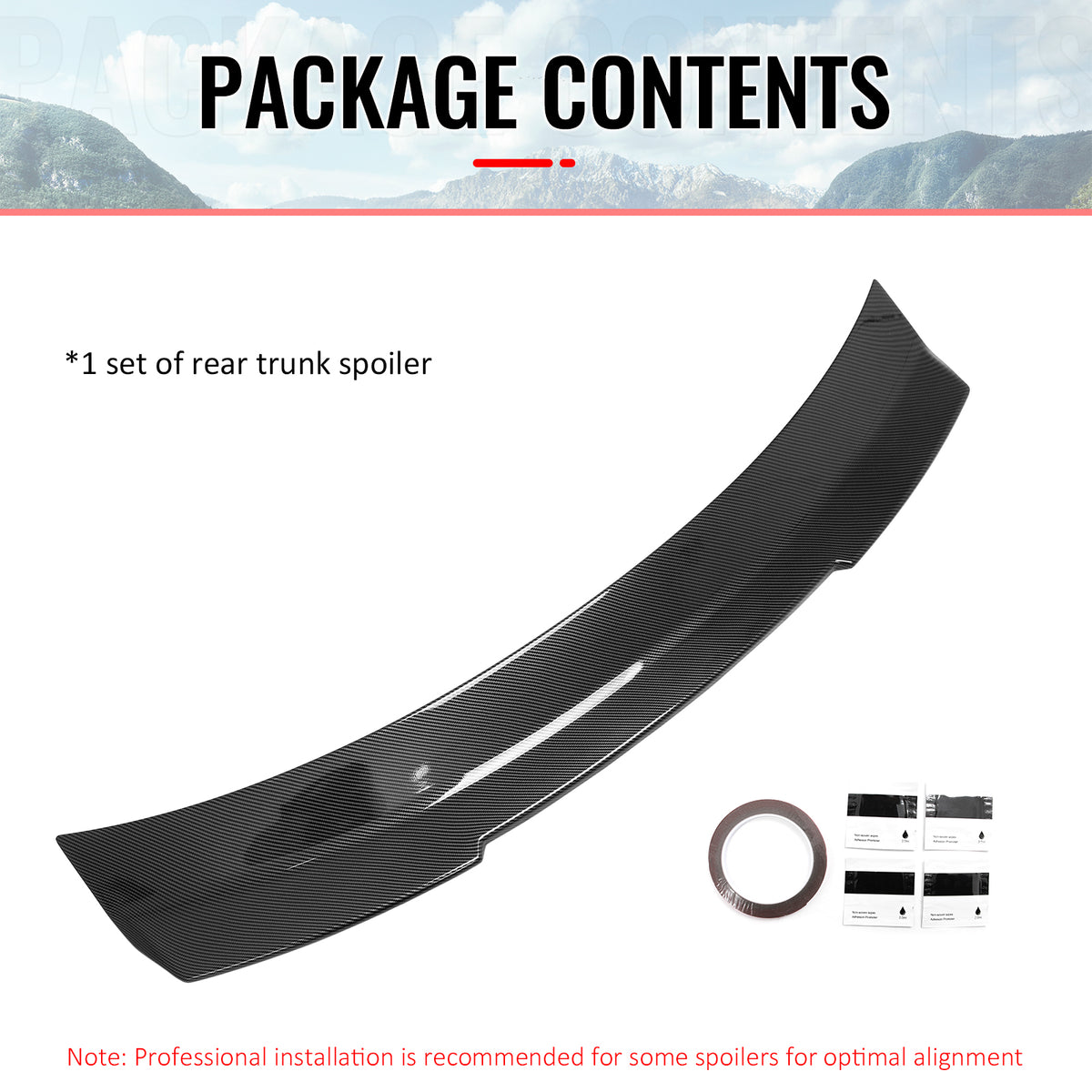 For 24-26 Ford Mustang SK Style Duckbill Trunk Spoiler Carbon Fiber Print ABS
