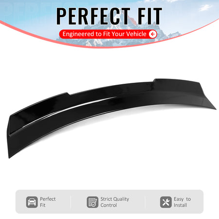 IKON MOTORSPORTS, Trunk Spoiler Compatible with 2024-2026 Ford Mustang S650 Coupe Only, SK Style Gloss Black ABS Plastic Add-on Duckbill Rear Trunk Lid Spoiler Wing Lip 1Piece