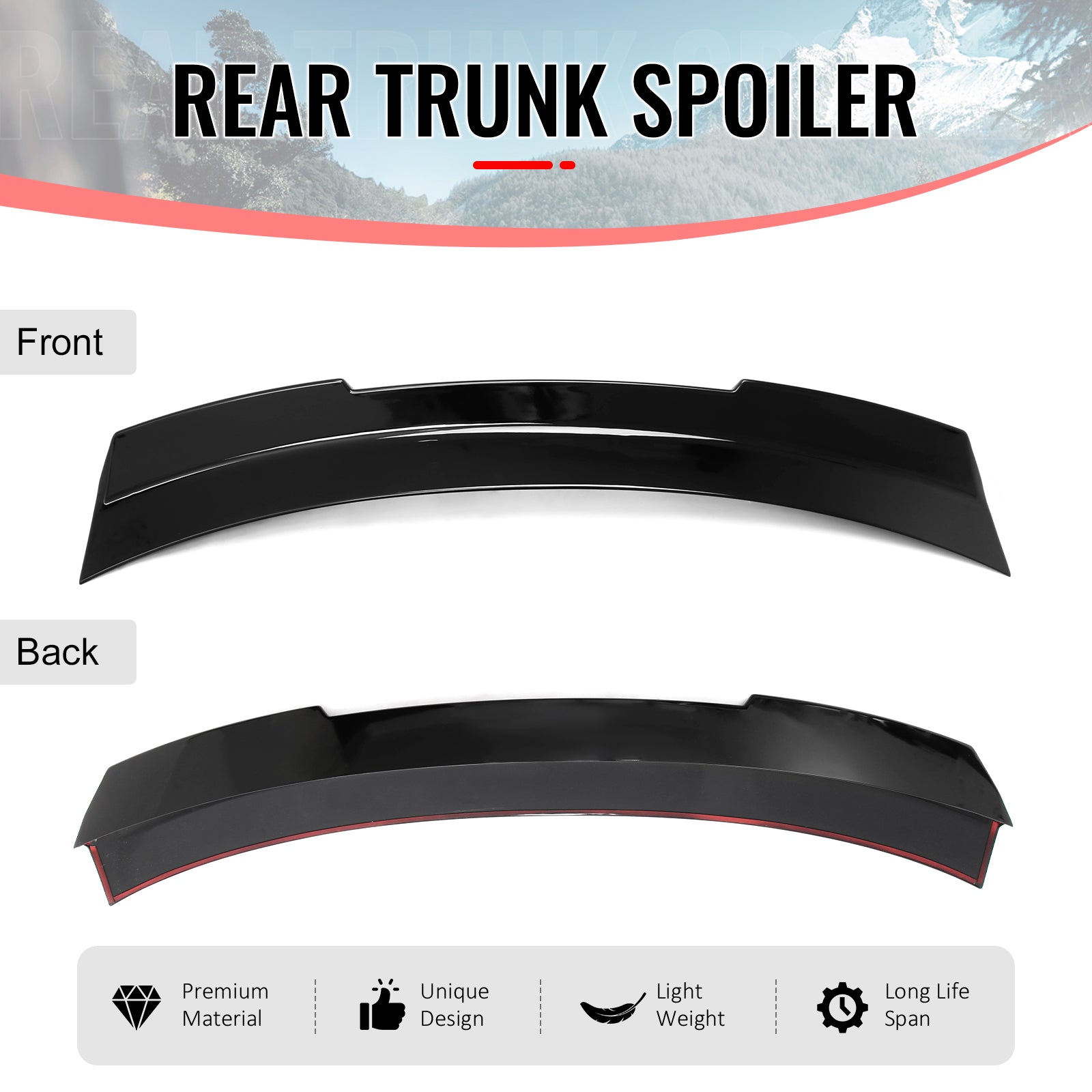 For 24-26 Ford Mustang SK Style Duckbill Trunk Spoiler Gloss Black Rear Wing ABS