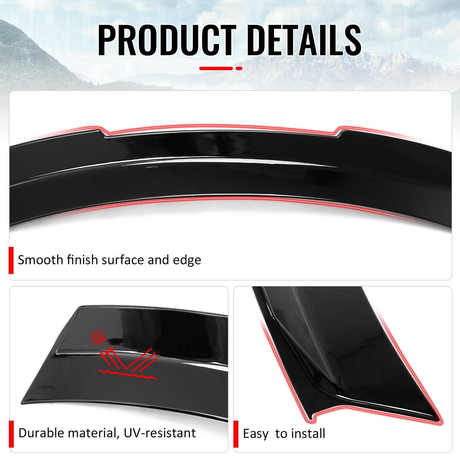 For 24-26 Ford Mustang SK Style Duckbill Trunk Spoiler Gloss Black Rear Wing ABS