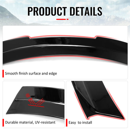 For 24-26 Ford Mustang SK Style Duckbill Trunk Spoiler Gloss Black Rear Wing ABS
