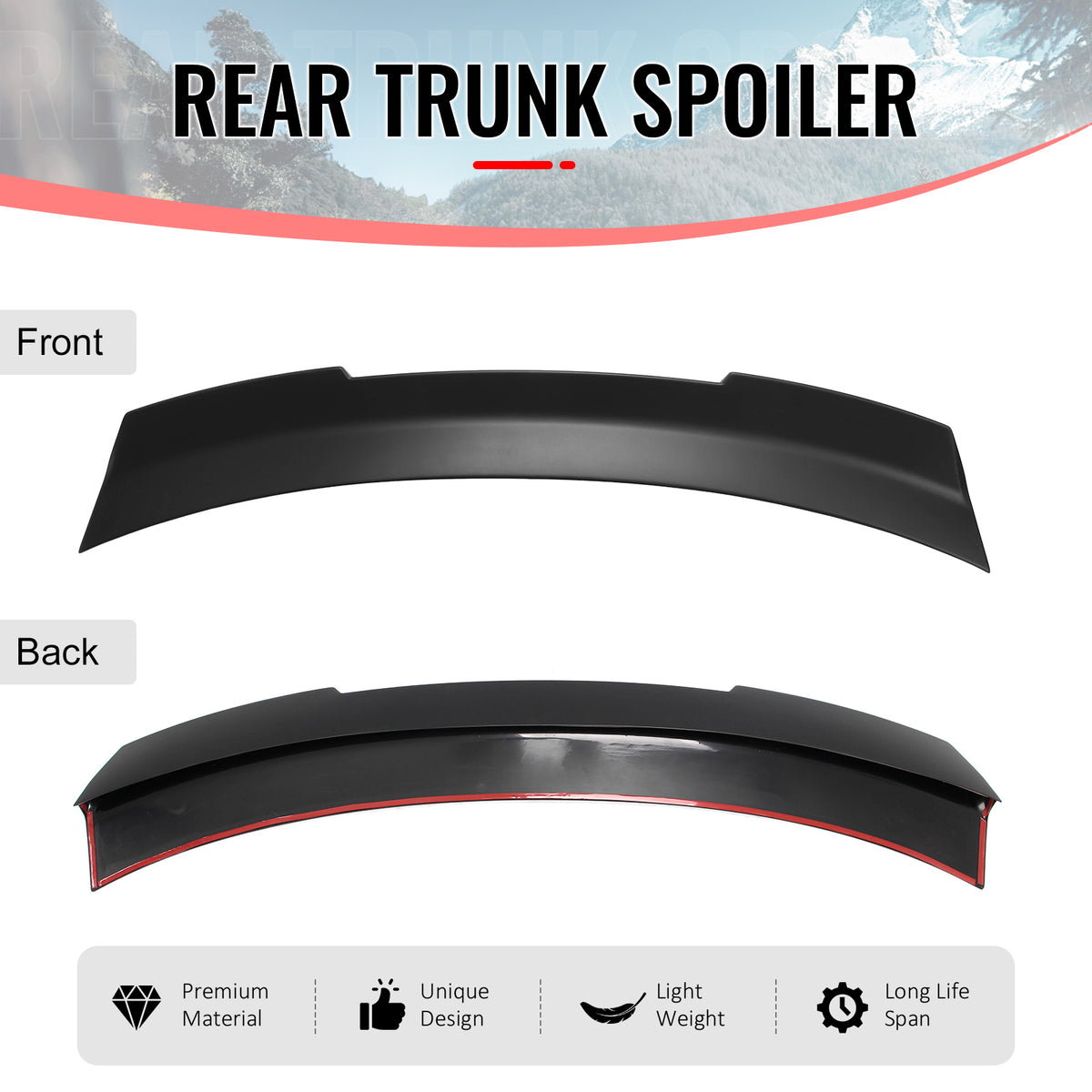 For 24-26 Ford Mustang SK Style Duckbill Trunk Spoiler Matte Black Rear Wing ABS