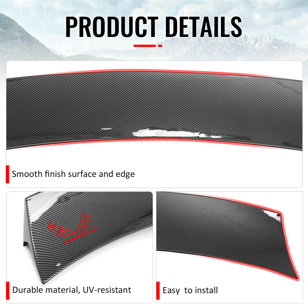 Fits 24-26 Ford Mustang S650 Coupe IKON Style Trunk Spoiler Carbon Fiber Print