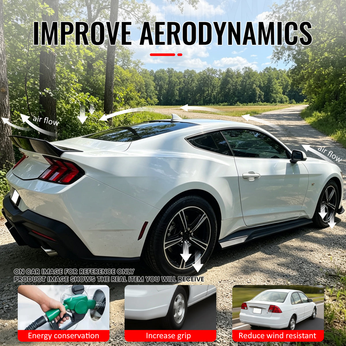Fits 24-26 Ford Mustang S650 Coupe IKON Style Trunk Spoiler Carbon Fiber Print