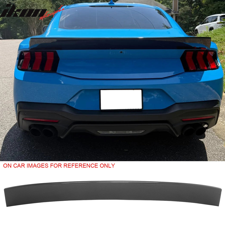 Duckbill Rear Trunk Deck Lid Spoiler Wing Lip for 2024-2026 Ford Mustang S650 Coupe IKON Style Carbon Fiber Print ABS