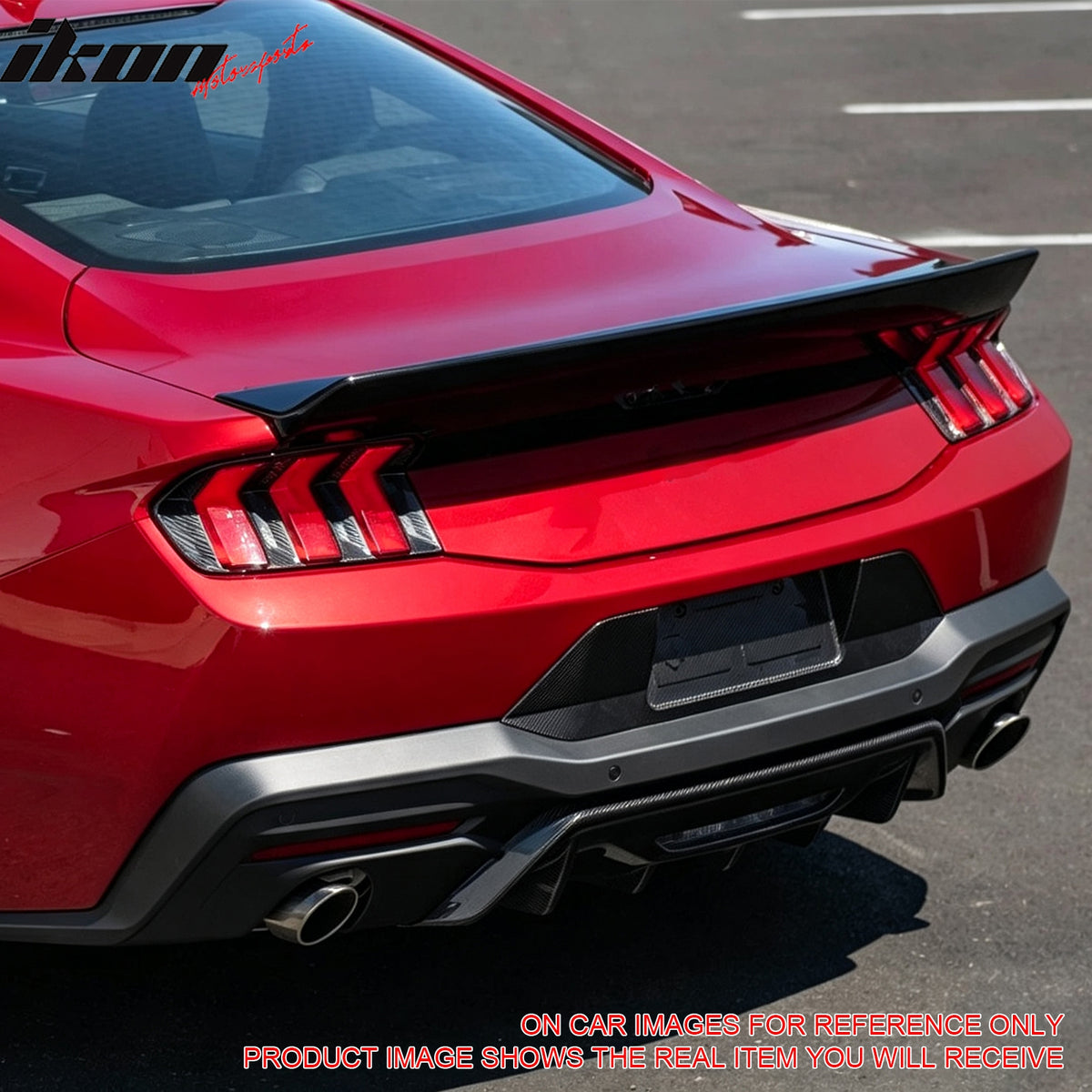 Fits 24-26 Ford Mustang S650 Coupe IKON Style Trunk Spoiler Carbon Fiber Print