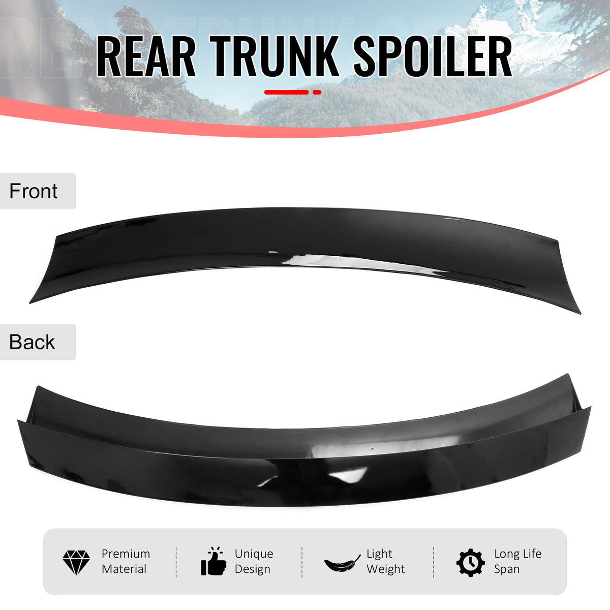 Fits 24-26 Ford Mustang S650 Coupe IKON Style Duckbill Trunk Spoiler Gloss Black
