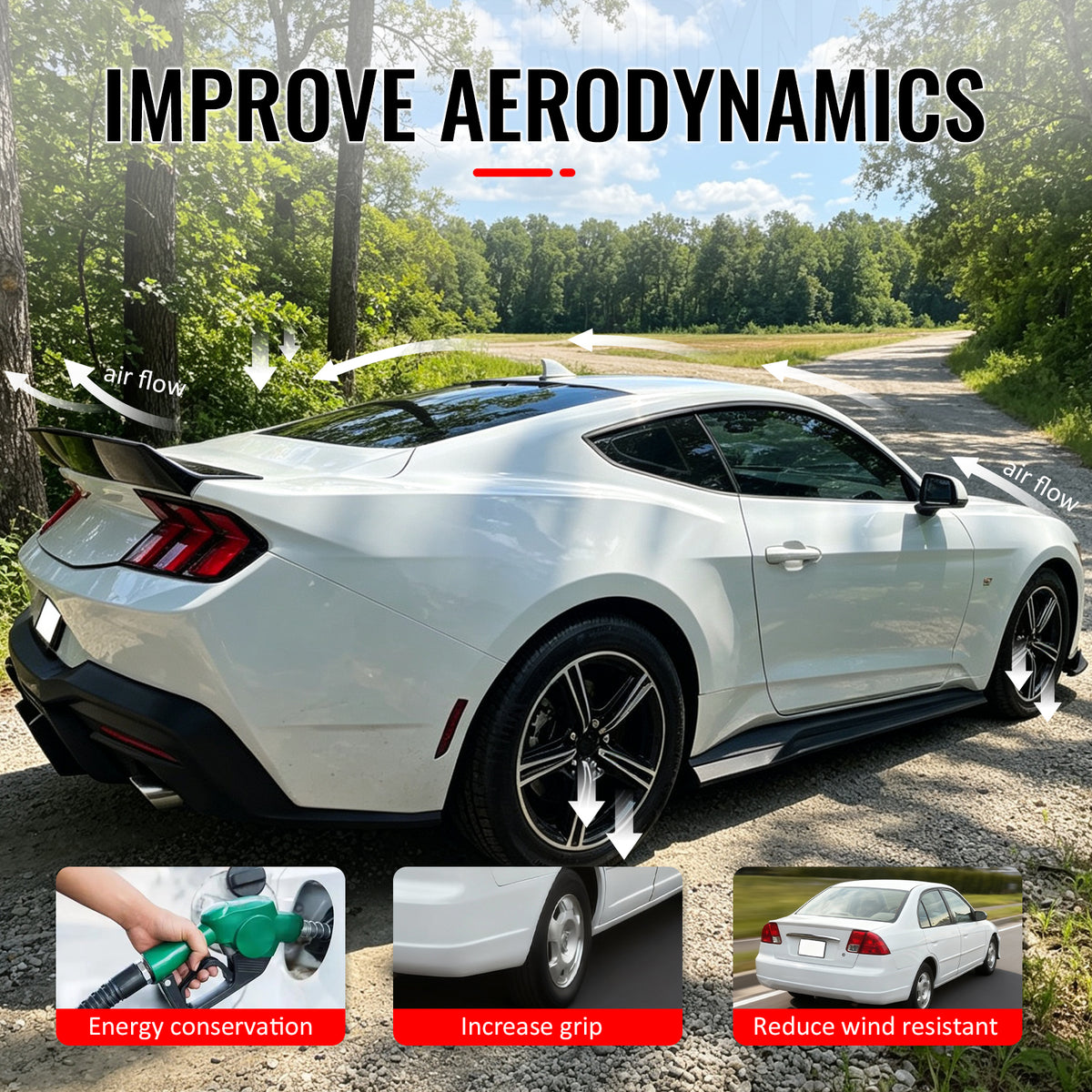 Fits 24-26 Ford Mustang S650 Coupe IKON Style Duckbill Trunk Spoiler Gloss Black