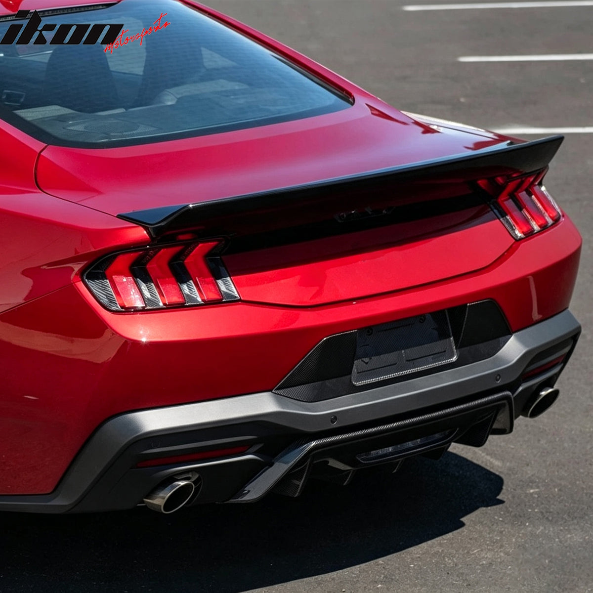 Fits 24-26 Ford Mustang S650 Coupe IKON Style Duckbill Trunk Spoiler Gloss Black
