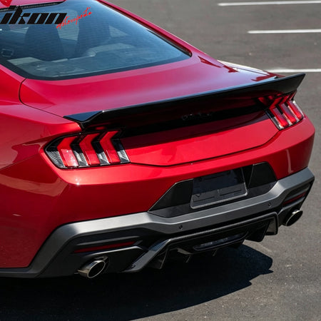 Fits 24-26 Ford Mustang S650 Coupe IKON Style Duckbill Trunk Spoiler Gloss Black