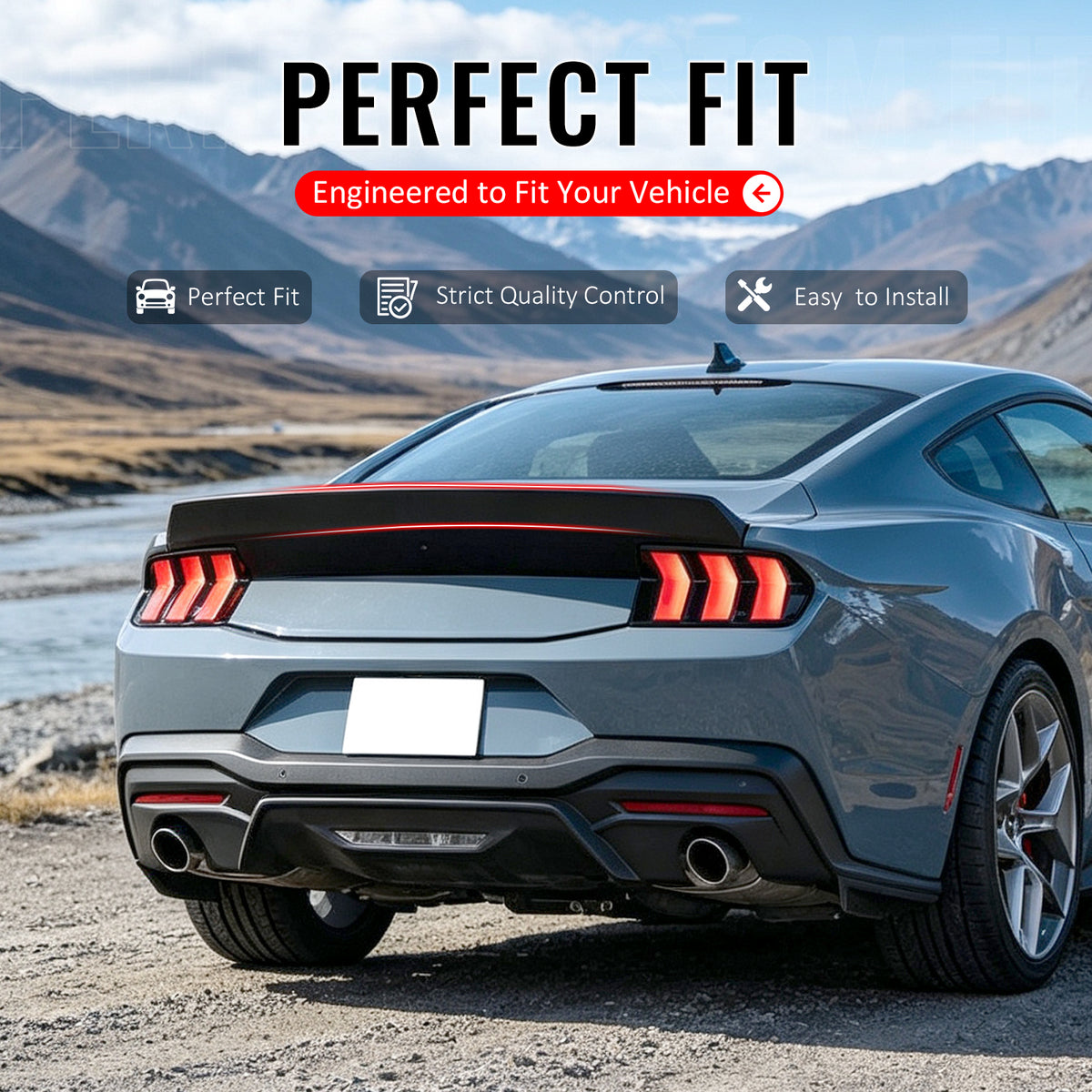 Fit 2024-2026 Ford Mustang S650 Coupe Trunk Spoiler IKON Style Matte Black