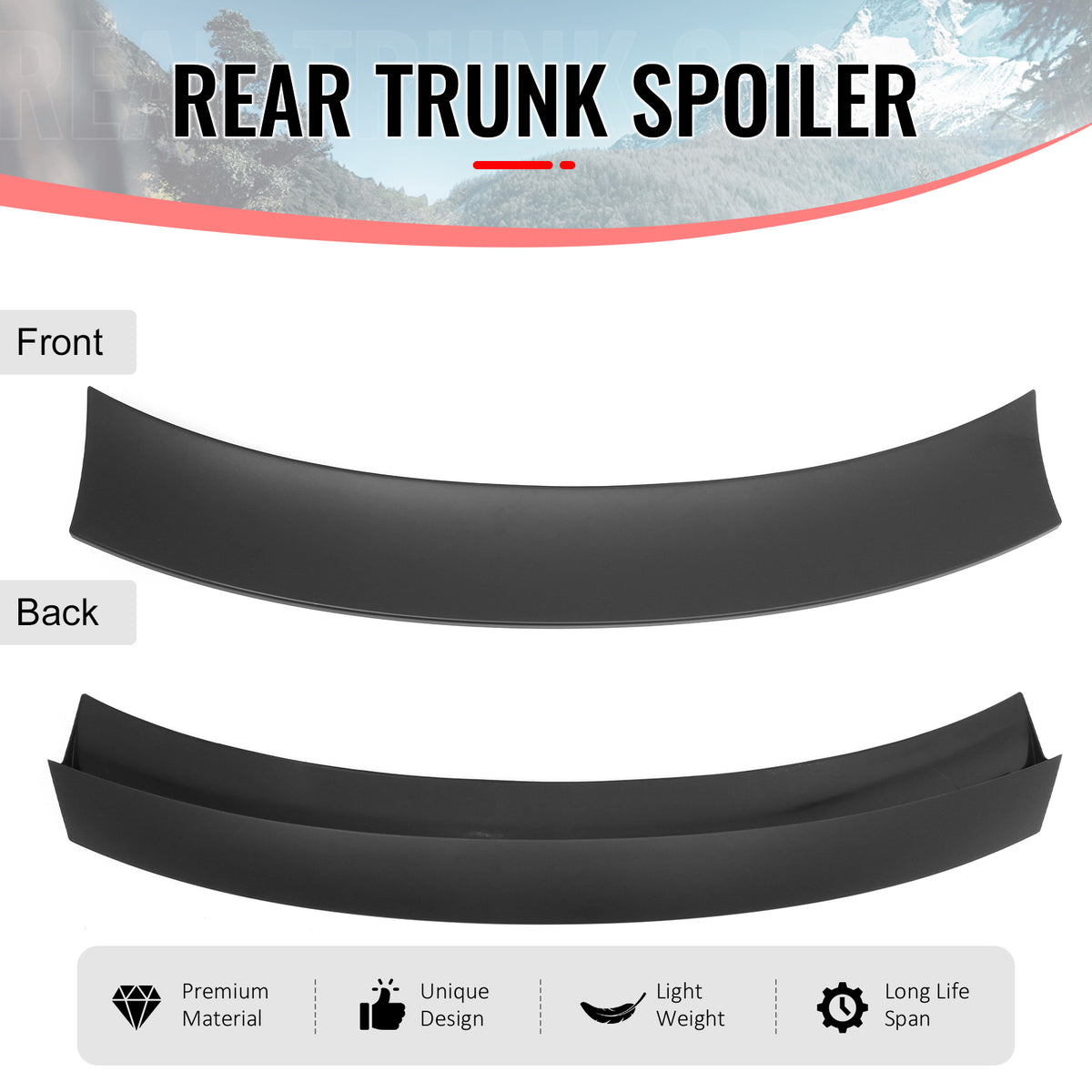 Fits 24-26 Ford Mustang S650 Coupe IKON Style Duckbill Trunk Spoiler Matte Black