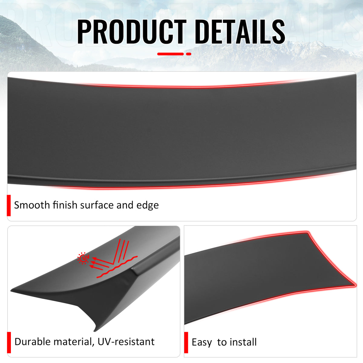Fits 24-26 Ford Mustang S650 Coupe IKON Style Duckbill Trunk Spoiler Matte Black