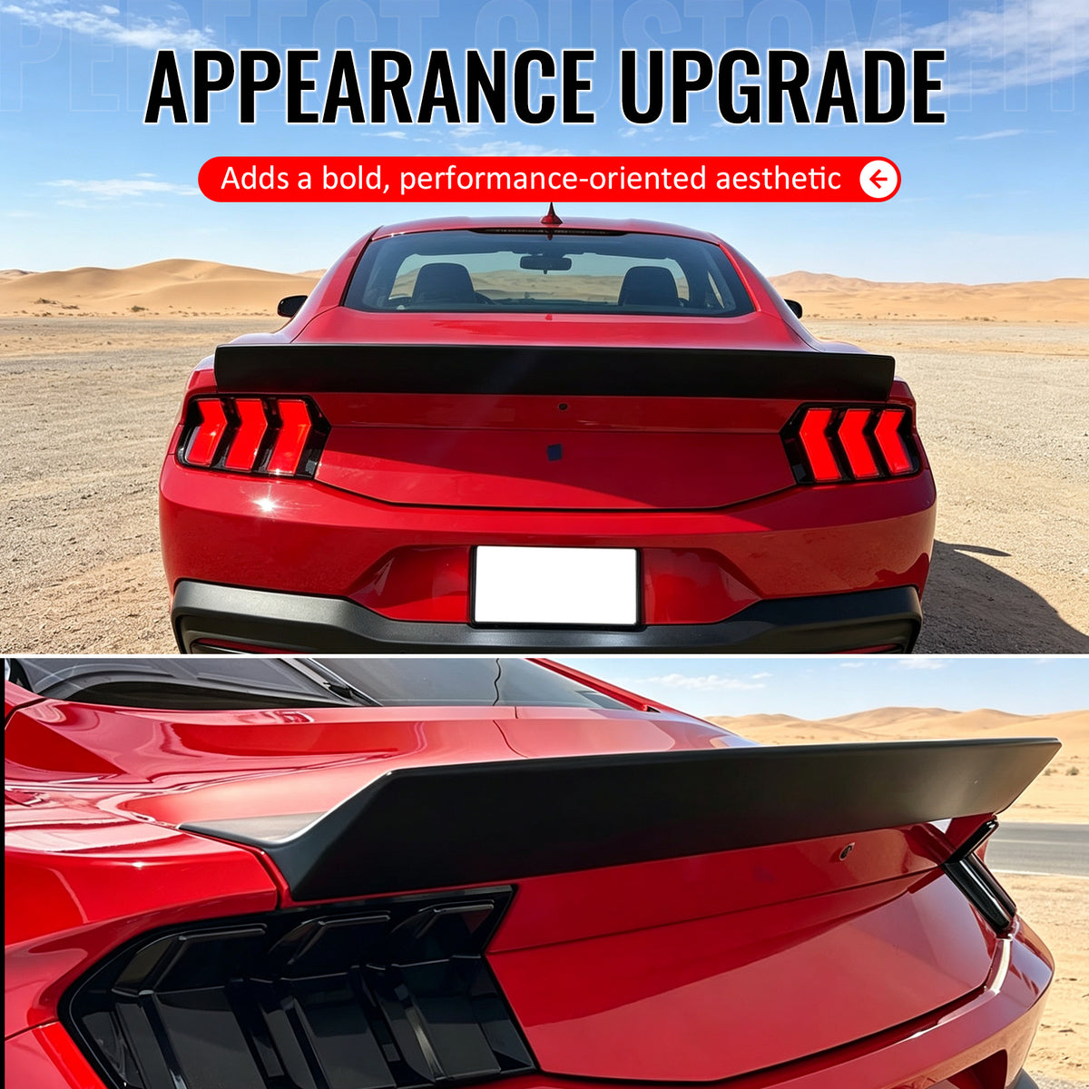 Fits 24-26 Ford Mustang S650 Coupe IKON Style Duckbill Trunk Spoiler Matte Black