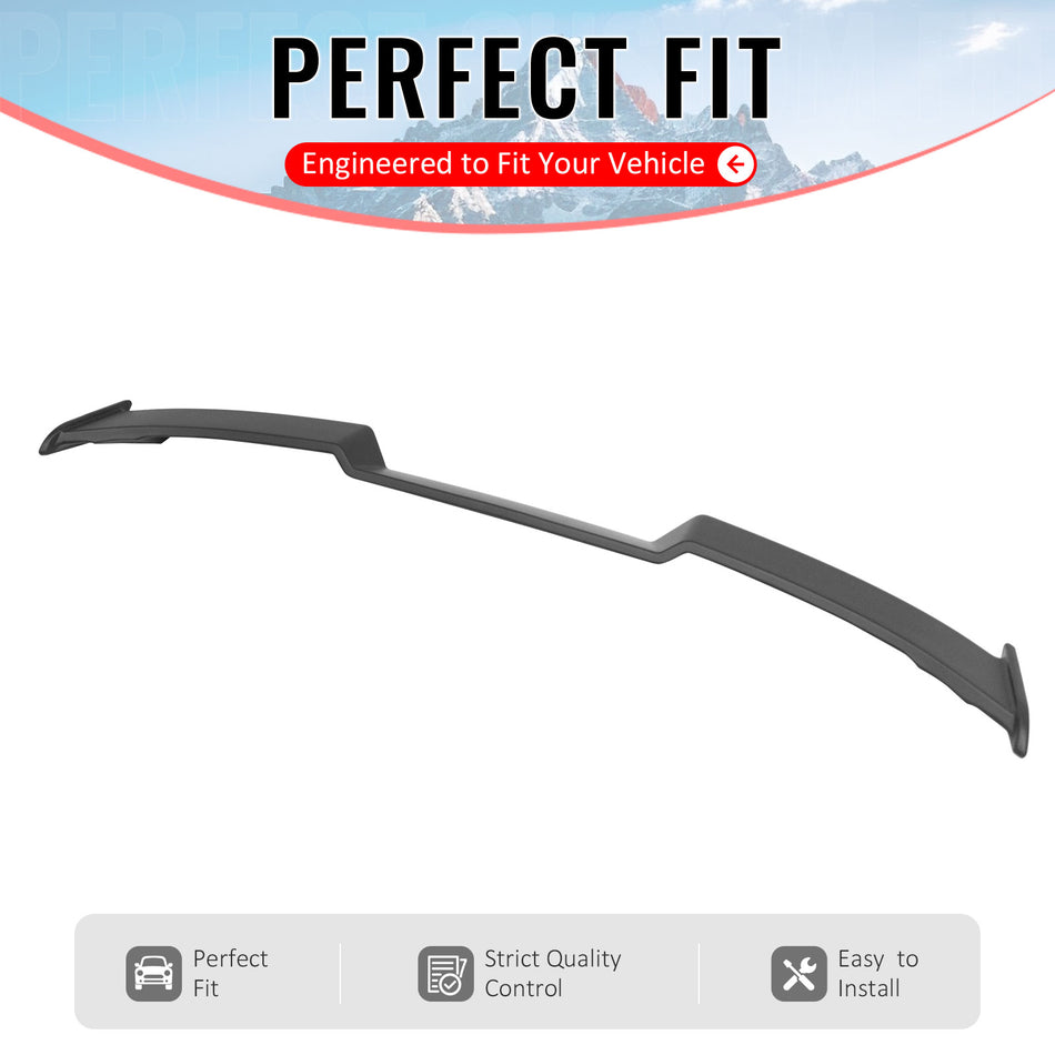 IKON MOTORSPORTS, Trunk Spoiler Compatible with 2021-2025 Ford Mustang Mach-E, IKON V4 Style Unpainted Black ABS Rear Trunk Lid Spoiler Wing Lip