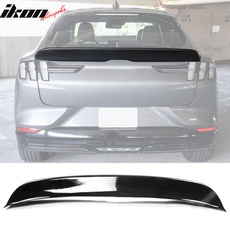 IKON MOTORSPORTS, Trunk Spoiler Compatible With 2021-2023 Ford Mustang Mach-E, PP Polypropylene Duckbill Style Rear Lip Spoiler Wing, 2022