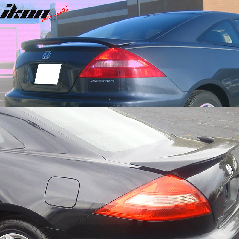 Trunk Spoiler w/3rd Brake Light Compatible With 2003-2005 Honda Accord, Factory Style Unpainted Black ABS Added On Rear Deck Lip Wing by IKON MOTORSPORTS, 2004