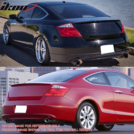 IKON MOTORSPORTS, Trunk Spoiler Compatible with 2008-2012 Honda Accord 2-Door Coupe, OE Style Painted #B92P B929-1 Nighthawk Black Pearl ABS Plastic Rear Trunk Lid Spoiler Wing Lip