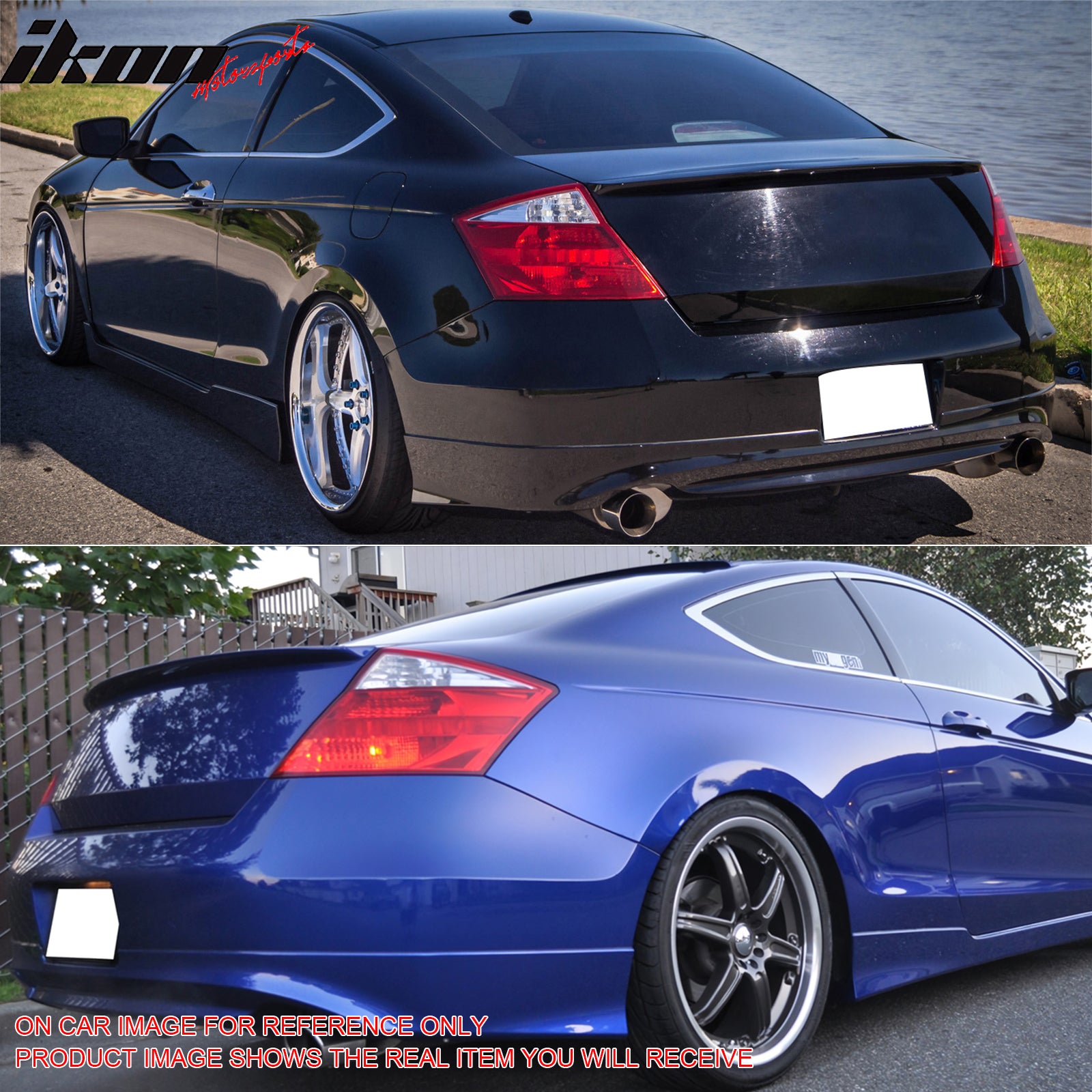 IKON MOTORSPORTS, Trunk Spoiler Compatible with 2008-2012 Honda Accord 2-Door Coupe, OE Style Painted #NH547 Berlina Black ABS Plastic Rear Trunk Lid Spoiler Wing Lip