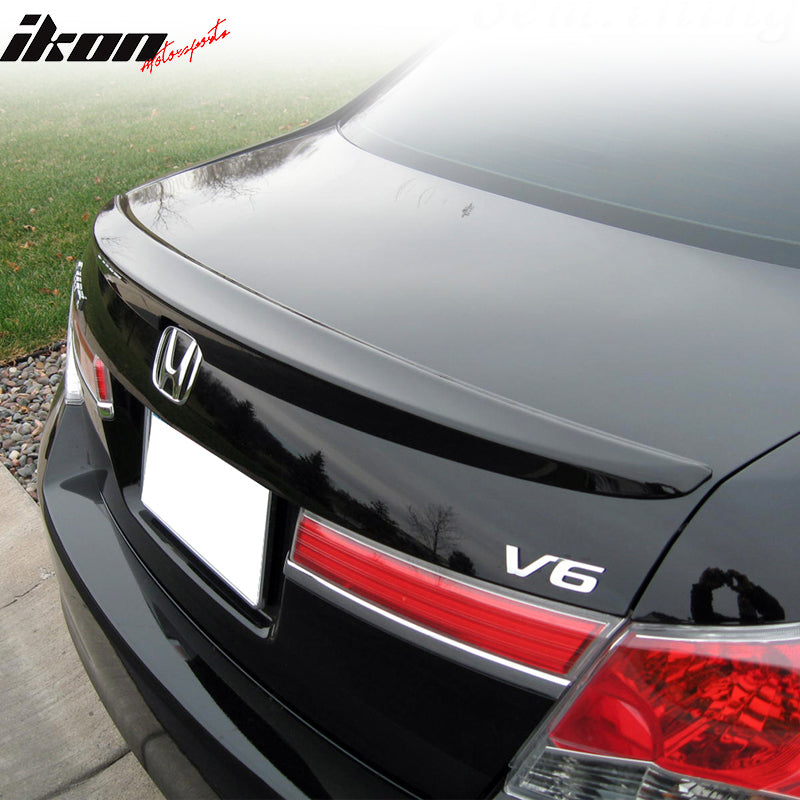 Pre-Painted Trunk Spoiler Compatible With 2008-2012 Honda Accord, Painted #NH731P Crystal Black Pearl Factory Style Rear Spoiler Wing by IKON MOTORSPORTS, 2009 2010 2011
