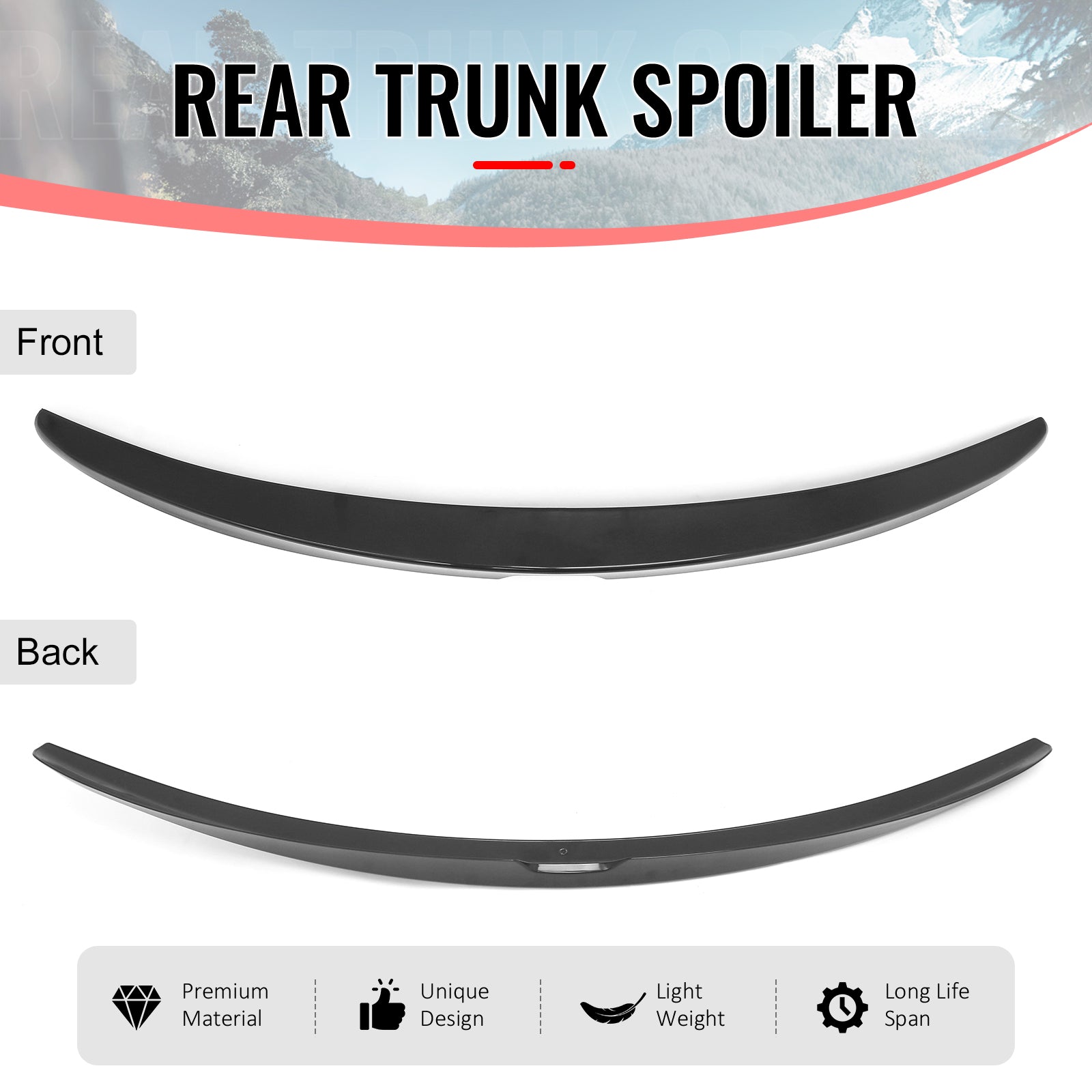 Fits 08-12 Honda Accord Sedan OE Style Trunk Spoiler Matte Black Rear Wing ABS