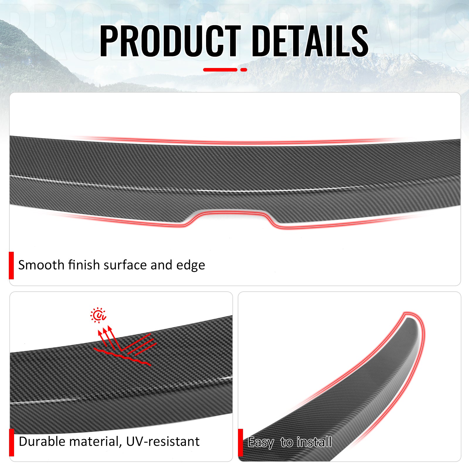 Fits 08-12 Accord Sedan OE Style Trunk Spoiler Carbon Fiber Print Rear Wing ABS