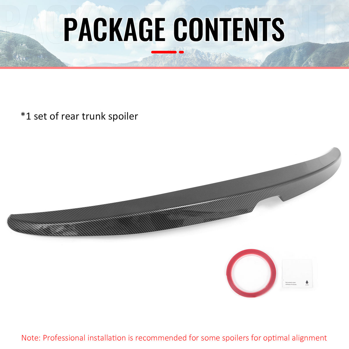 Fits 08-12 Accord Sedan OE Style Trunk Spoiler Carbon Fiber Print Rear Wing ABS