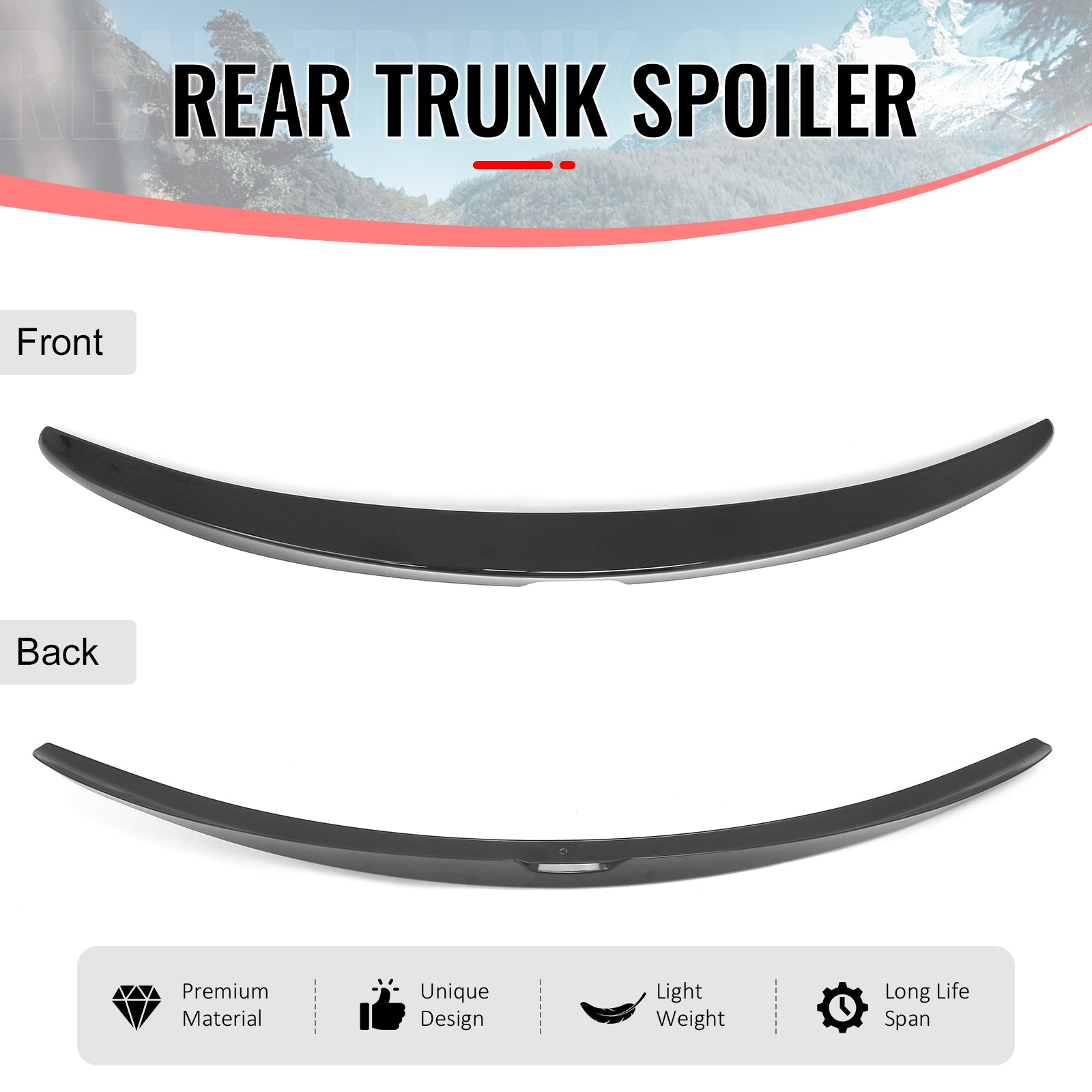 Fits 08-12 Honda Accord Sedan OE Style Trunk Spoiler Gloss Black Rear Wing ABS