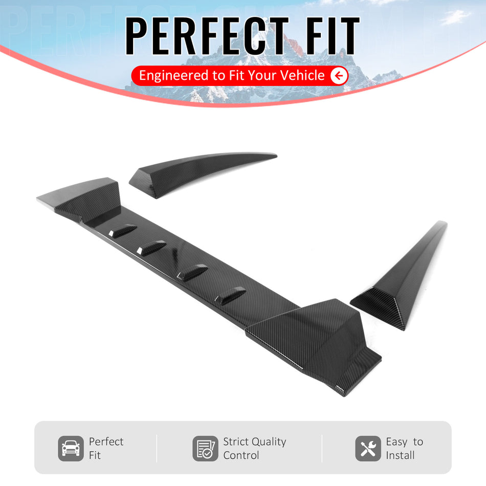 IKON MOTORSPORTS, Rear Window Roof Spoiler Compatible with 2006-2011 Honda Civic Sedan 8th Gen, Type R Style Carbon Fiber Print ABS Plastic Add-on Top Roofline Windshield Visor Spoiler Wing 3PCS