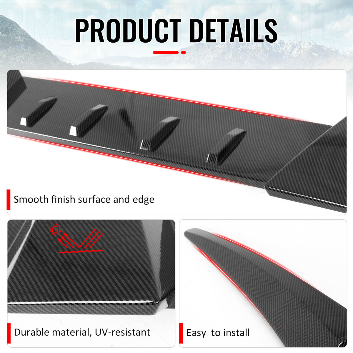 Fits 06-11 Honda Civic 8th Gen Type R Carbon Fiber Print Window Roof Spoiler ABS