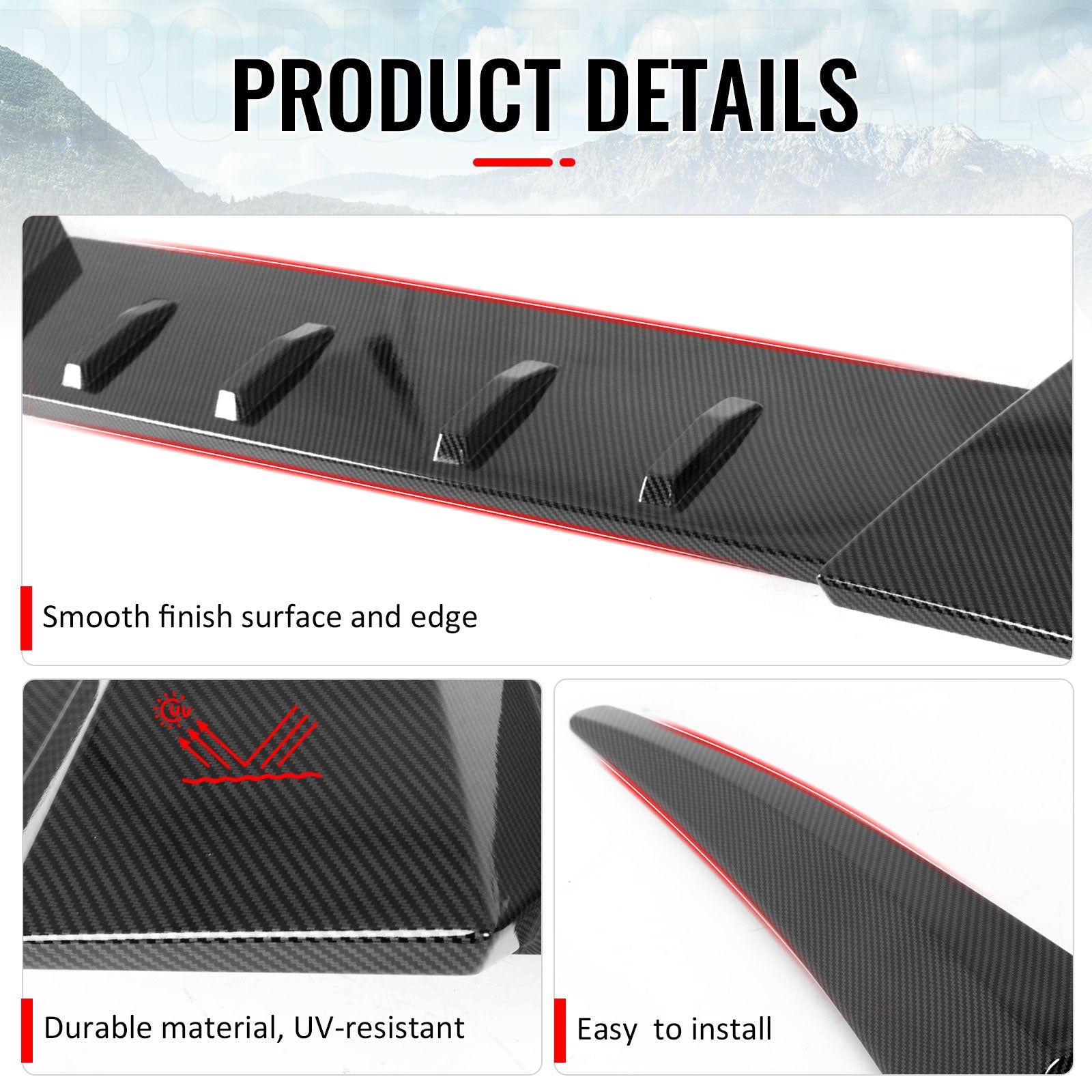 Fits 06-11 Honda Civic 8th Gen Type R Carbon Fiber Print Window Roof Spoiler ABS