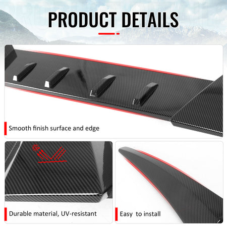 Fits 06-11 Honda Civic 8th Gen Type R Carbon Fiber Print Window Roof Spoiler ABS