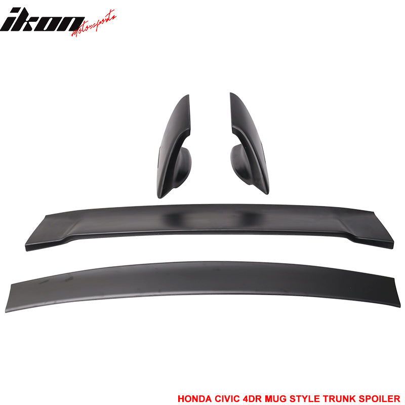 Fits 06-11 Honda Civic Sedan Mug Style Unpainted Rear Trunk Spoiler Wing Lip ABS