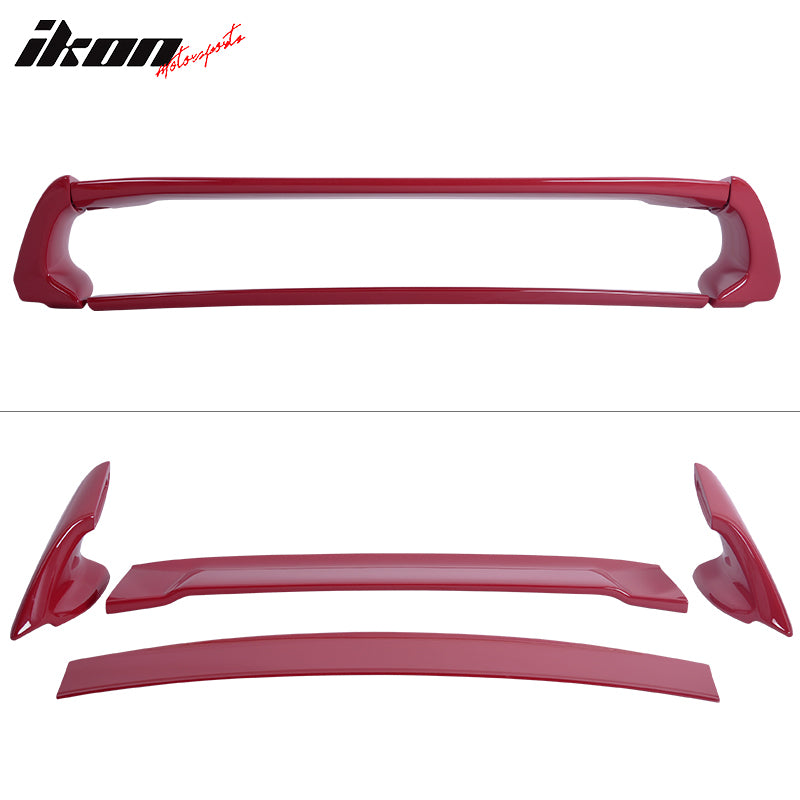 IKON MOTORSPORTS, Trunk Spoiler Compatible With 2006-2011 Honda Civic Sedan, Rear Trunk Spoiler Wing Lip Added on Bodykit Replacement ABS Mugen Style Painted #R525P Tango Red