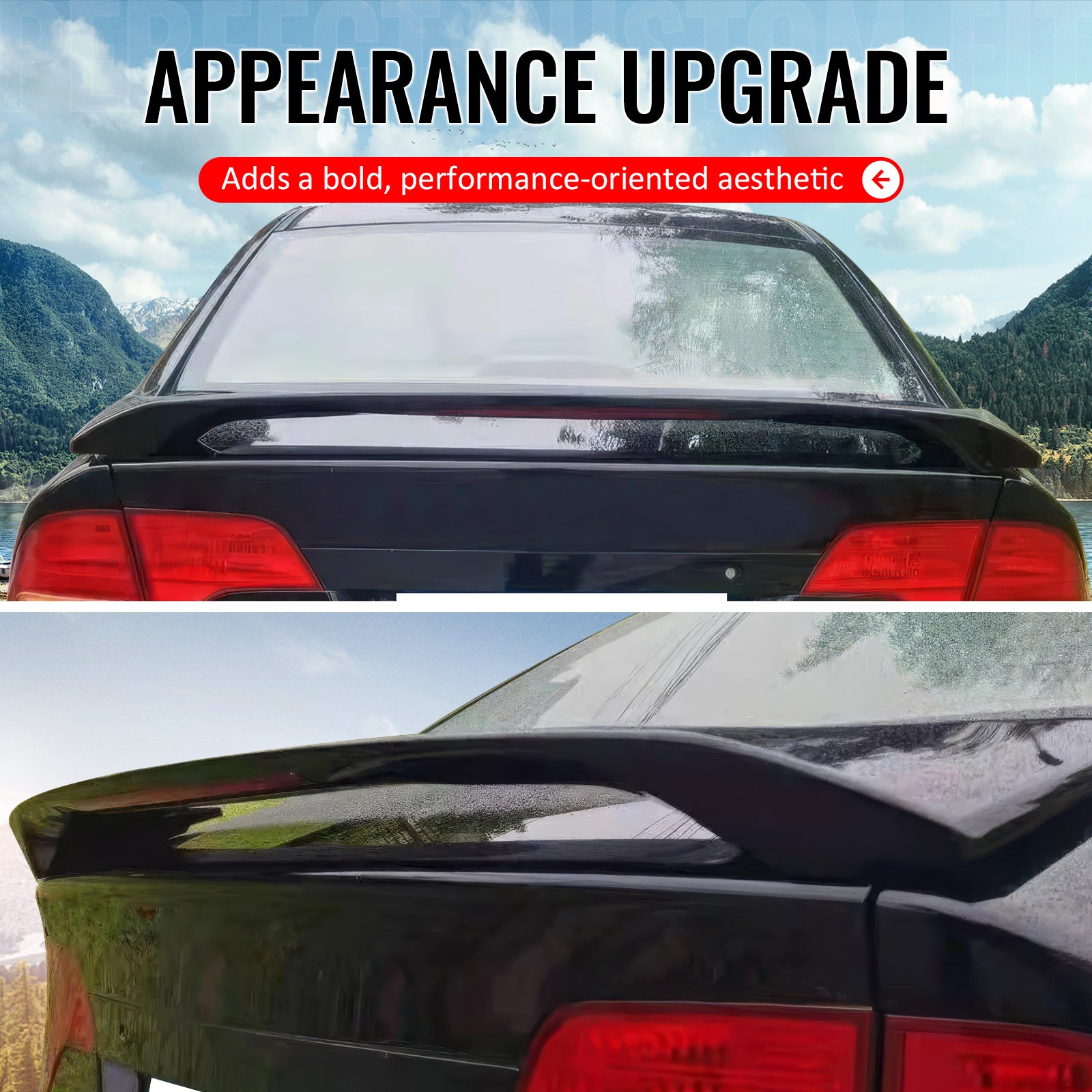 Fits 06-11 Honda Civic 8th Sedan OE Style Trunk Spoiler W/LED Light Gloss Black