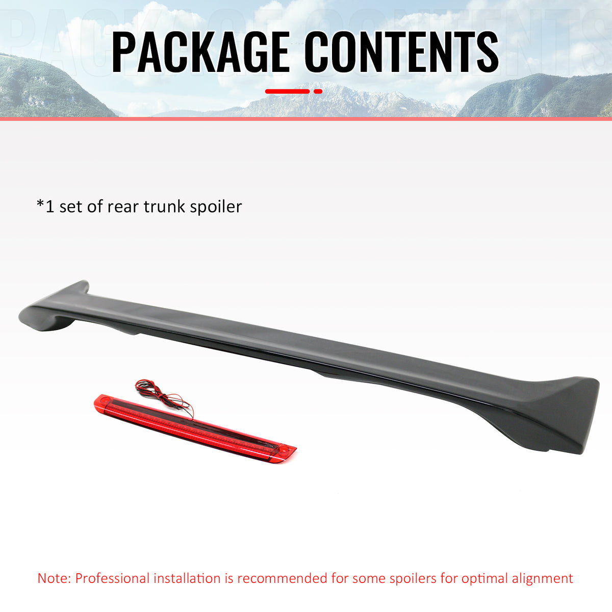 Fits 06-11 Honda Civic 8th Sedan OE Style Trunk Spoiler W/LED Light Gloss Black