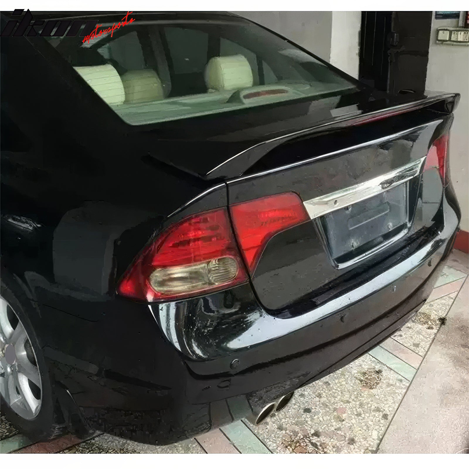 Fits 06-11 Honda Civic 8th Sedan OE Style Trunk Spoiler W/LED Light Gloss Black