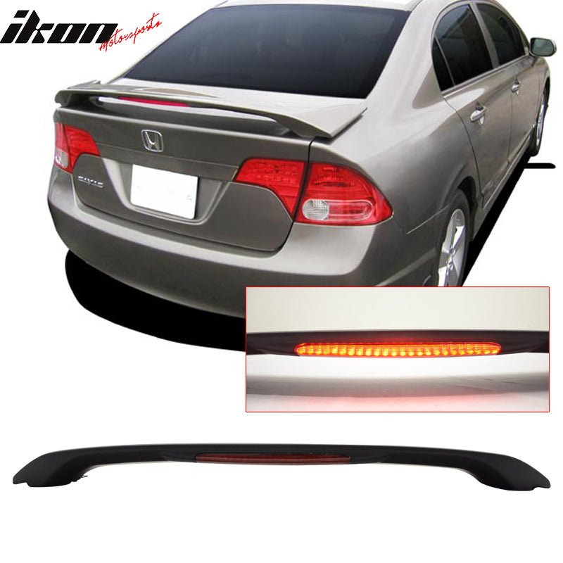 06-11 Honda Civic Sedan OE Style Matte Black Rear Spoiler Wing LED ABS