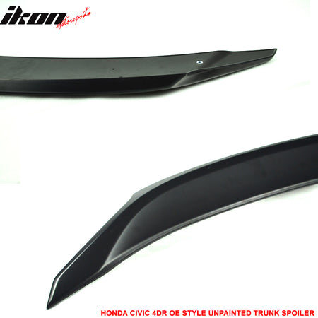 Fits 16-21 Honda Civic X 10th Sedan OE Style Flush Mount Trunk Spoiler Unpainted