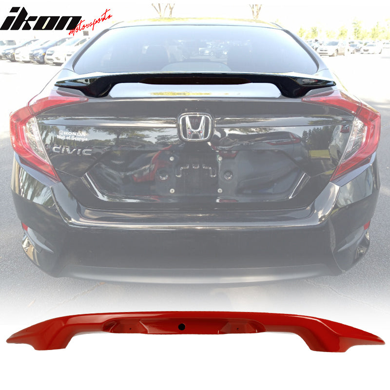 Fits 16-21 Civic X Sedan OE Factory Style Trunk Spoiler LED Brake Light - ABS