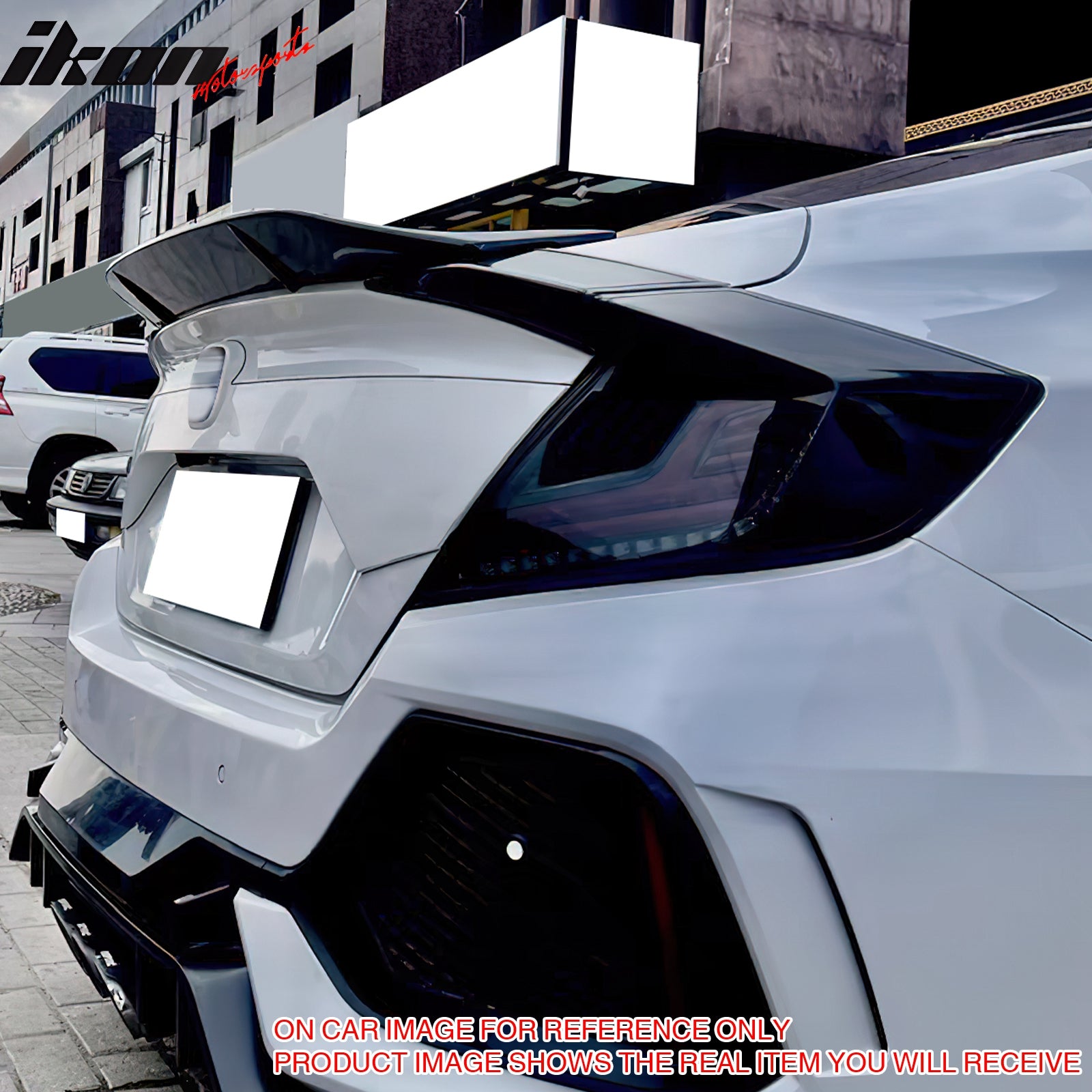 For 16-21 Honda Civic 10th Gen Trunk Spoiler R Style ABS Wing Carbon Fiber Print