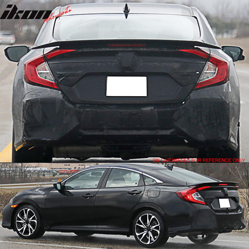 IKON MOTORSPORTS Pre-painted Trunk Spoiler Compatible With 2016-2021 Honda Civic, JDM RS Style #NH731P Crystal Black Pearl With 3RD Light Other Color Available