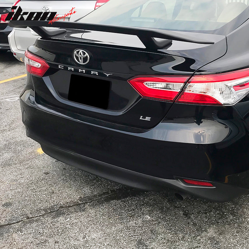 IKON MOTORSPORTS, Trunk Spoiler Compatible With 2016-2021 Honda Civic 4DR Sedan, SI Coupe Style Unpainted Matte Black ABS Plastic Rear Tail Lip Wing 2017 2018 2019 2020