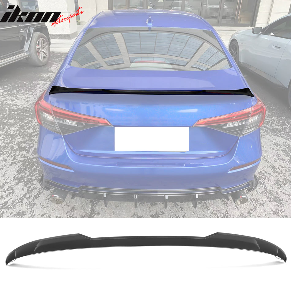 IKON MOTORSPRTS, Trunk Spoiler Compatible With 2022-2025 Honda Civic Sedan 4-Door, ABS FE-C Style Rear Wing Highkick Duckbill