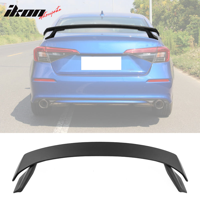 IKON MOTORSPORTS, Rear Trunk Spoiler Compatible With 2022-2025 Honda Civic 11th Gen Sedan 4-Door, HPD V2 Style