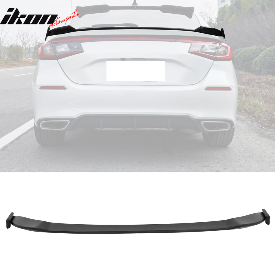 IKON MOTORSPORTS, Trunk Spoiler Compatible With 2022-2024 Honda Civic 11th Gen Hatchback, ABS Plastic IKON Style