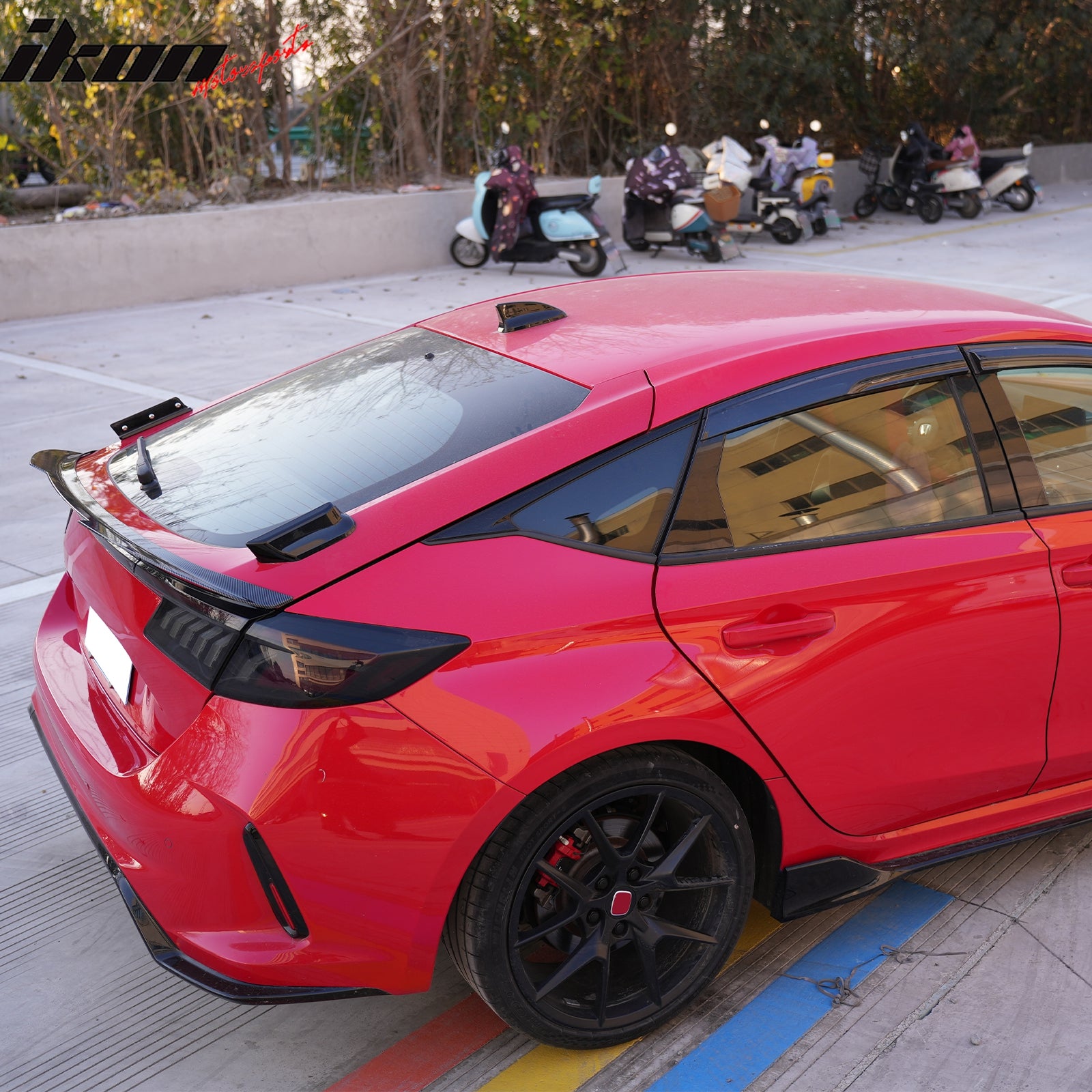 For 22-26 Civic FL Type R Hatchback V Style Trunk Spoiler Carbon Fiber Print ABS