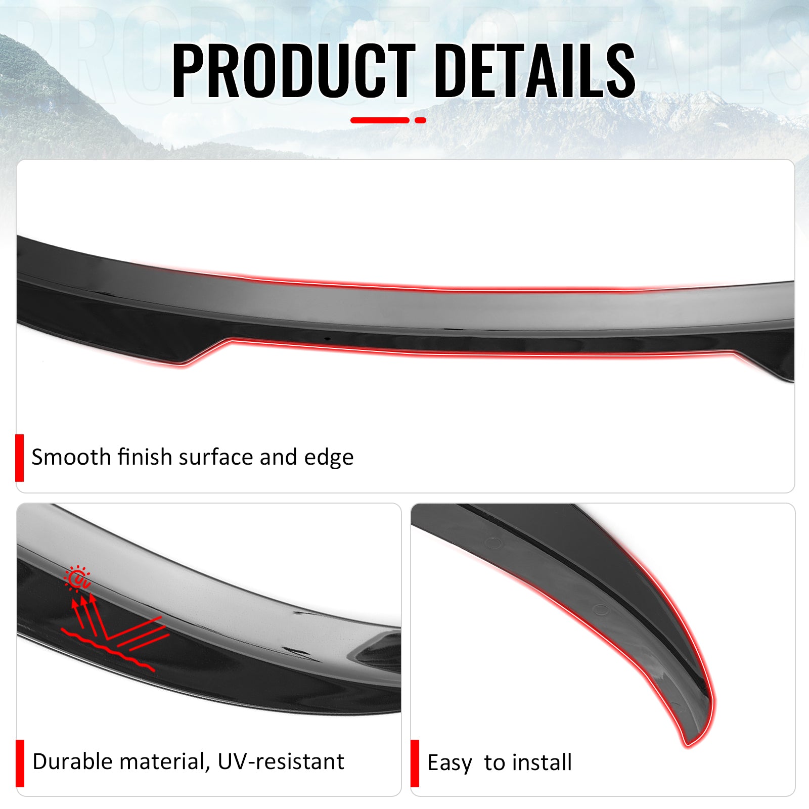 Fits 22-26 Honda Civic FL Type R Hatchback V Style Trunk Spoiler Gloss Black ABS
