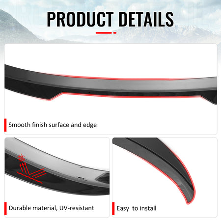 Fits 22-26 Honda Civic FL Type R Hatchback V Style Trunk Spoiler Gloss Black ABS